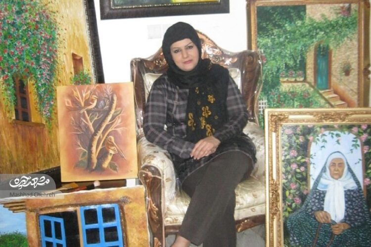معصومه محمدی هنرمند نقاش محله رضاشهر است